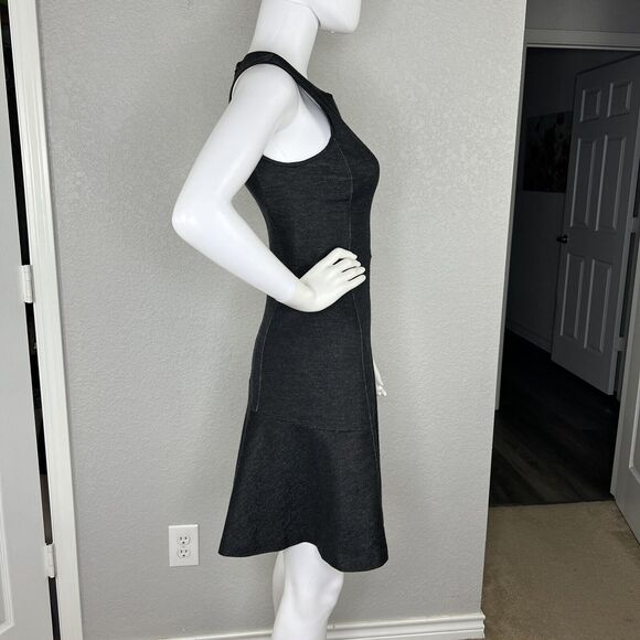 Theory Size 2 Nikay Jackson Fit Flare Sleeveless Wool Blend Dress Gray Stretch - Picture 6 of 8